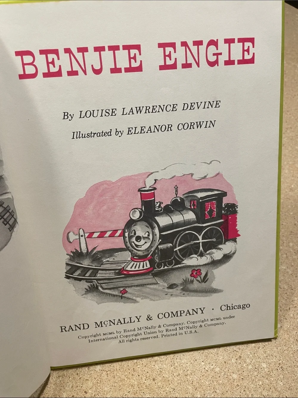 Benjie Engie Kids Storybook - Bright Blue & Red Train Cover